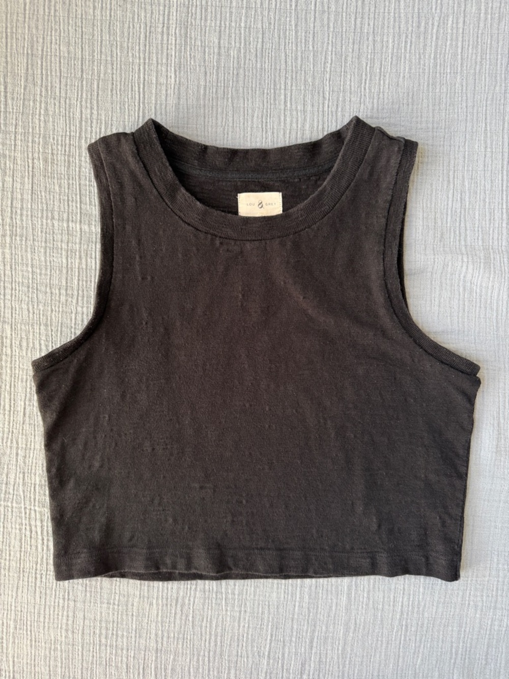 Lou & Grey Black Cropped Tank-100% Cotton